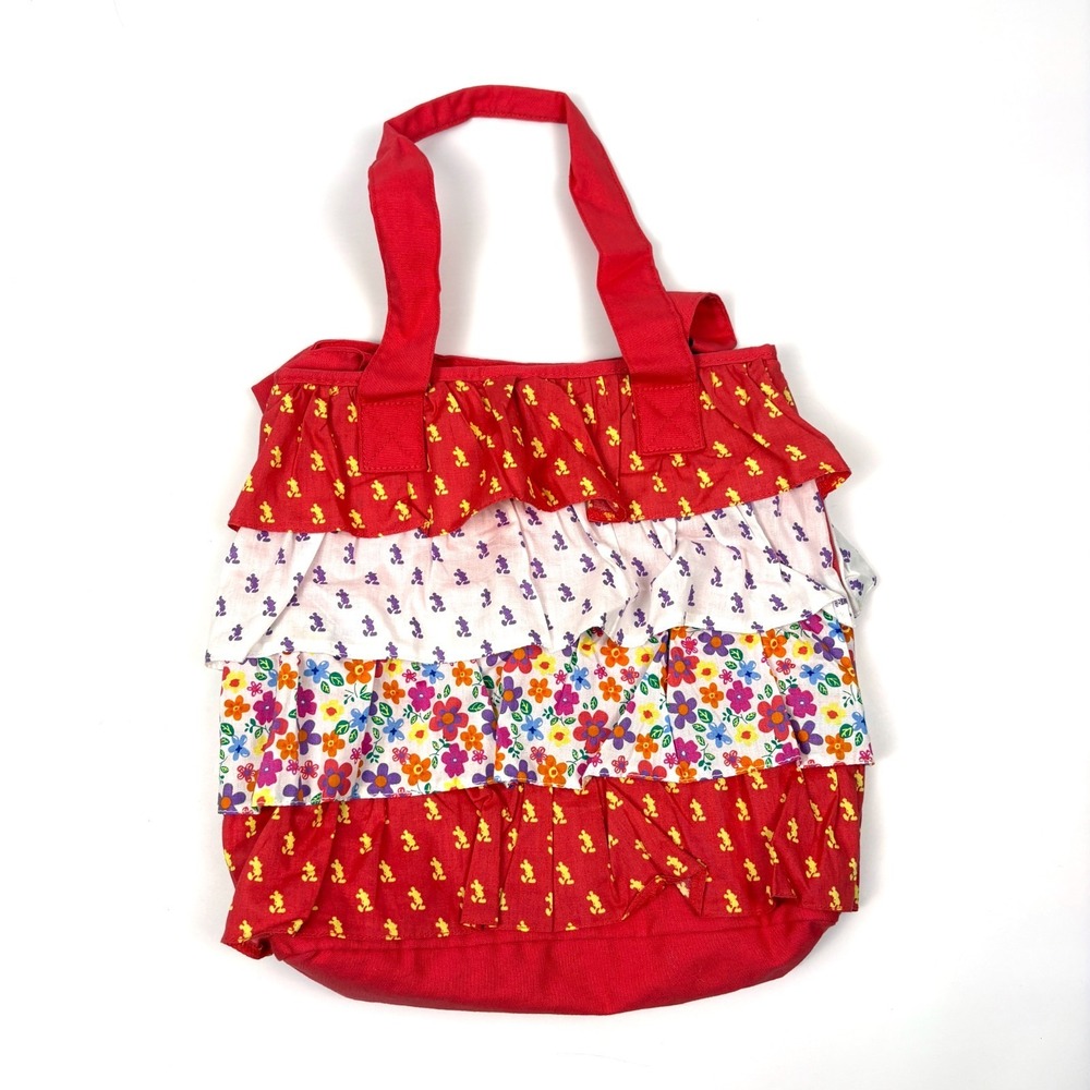 Disney Parks‎ Floral Ruffle Mickey Mouse Bucket Bag Purse Pink White *Unused